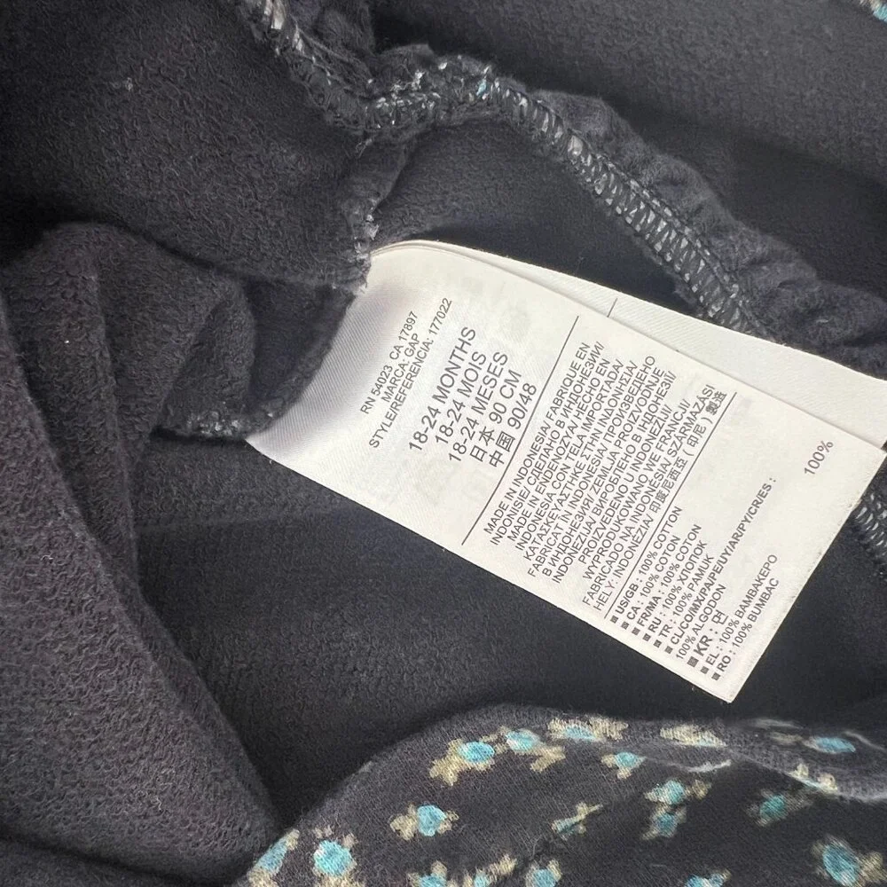 Baby Gap Toddler Girl Long Sleeve Navy Dress‎ 18-24 Mo Floral Sweatshirt Fog
